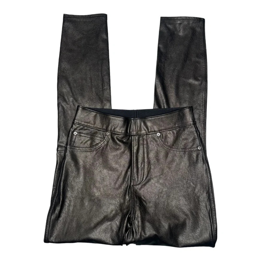 SPANX Women's Leather Like Ankle Skinny Pants in Black. Sz: XS - Picture 2 of 9